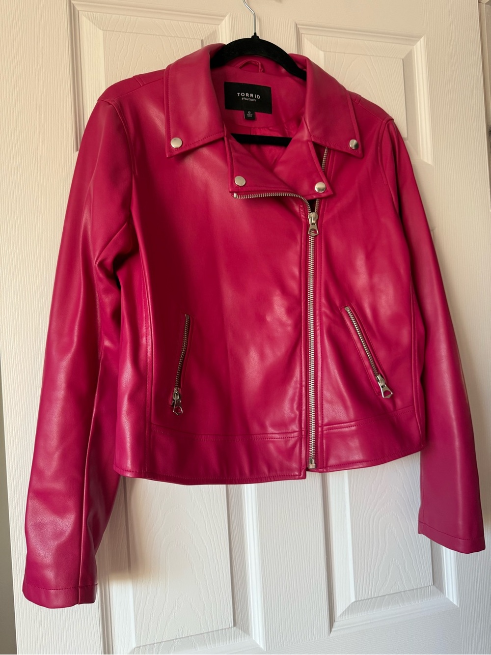 torrid Vibrant Pink Faux Leather Moto Jacket